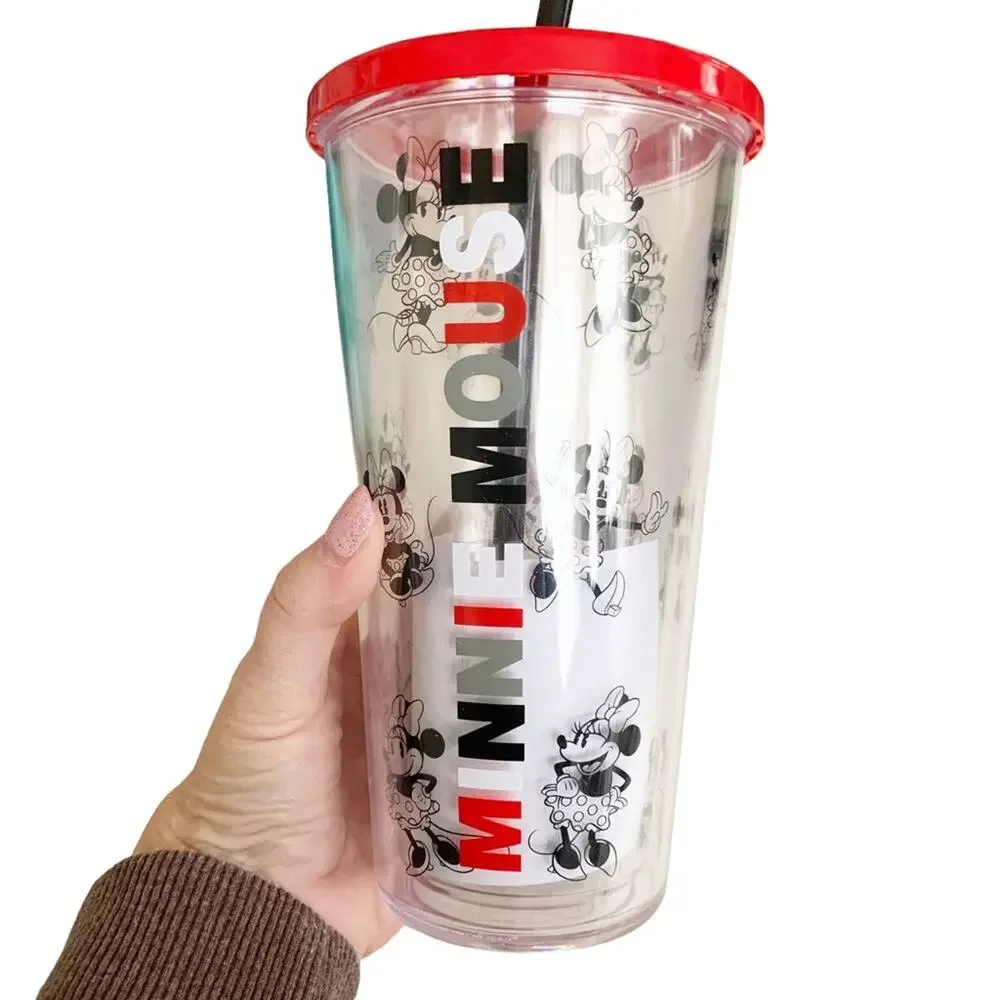 Disney 22 oz Minnie Mouse Clear Double Wall Travel Tumbler With Straw NWT - Picture 2 of 7